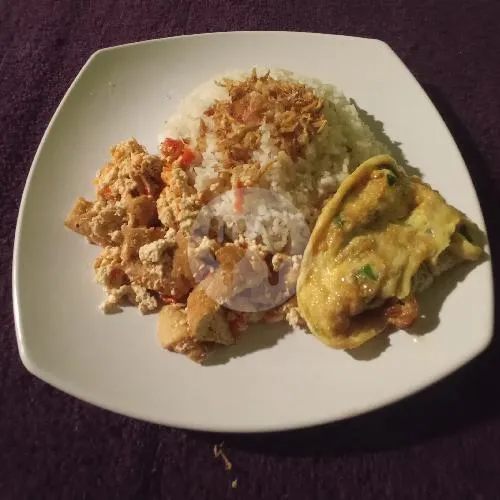 Nasi Sambel Tahu + Telor Dadar
